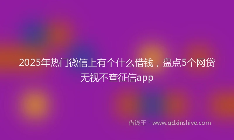 2025年热门微信上有个什么借钱，盘点5个网贷无视不查征信app