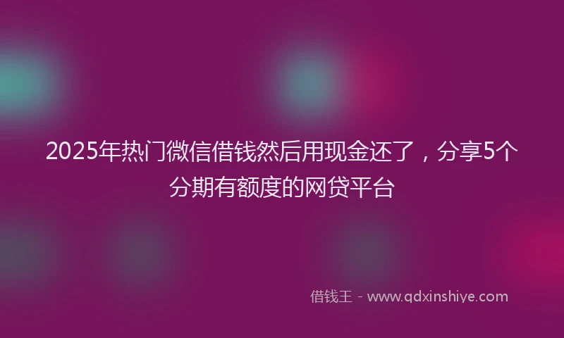 2025年热门微信借钱然后用现金还了，分享5个分期有额度的网贷平台