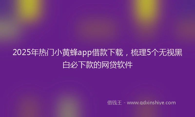 2025年热门小黄蜂app借款下载，梳理5个无视黑白必下款的网贷软件