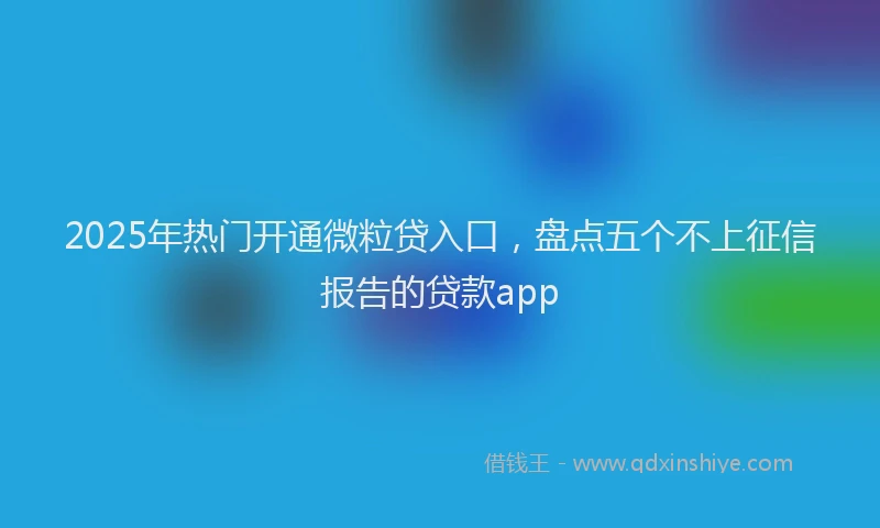 2025年热门开通微粒贷入口，盘点五个不上征信报告的贷款app