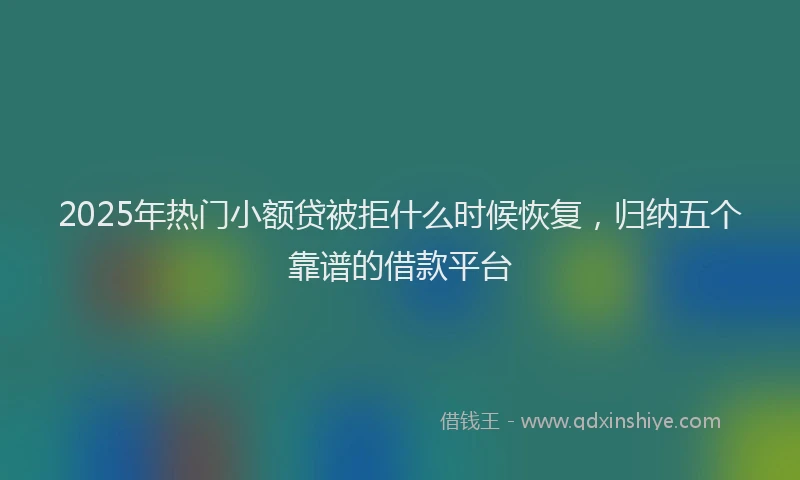 2025年热门小额贷被拒什么时候恢复，归纳五个靠谱的借款平台