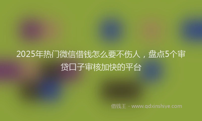 2025年热门微信借钱怎么要不伤人，盘点5个审贷口子审核加快的平台
