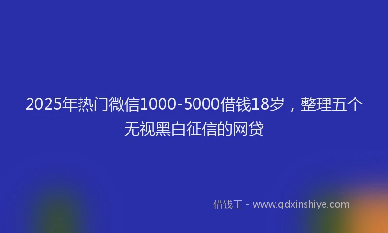 2025年热门微信1000-5000借钱18岁，整理五个无视黑白征信的网贷