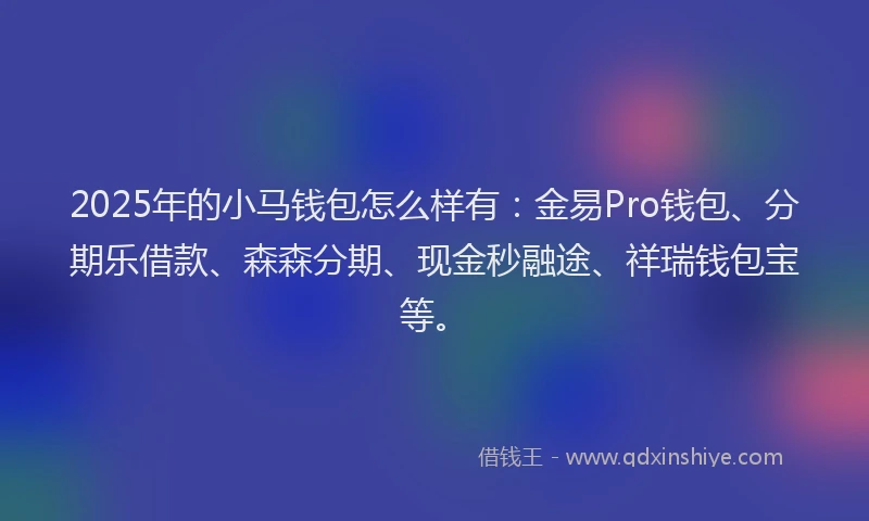 2025年的小马钱包怎么样有：金易Pro钱包、分期乐借款、森森分期、现金秒融途、祥瑞钱包宝等。