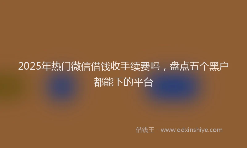 2025年热门微信借钱收手续费吗，盘点五个黑户都能下的平台