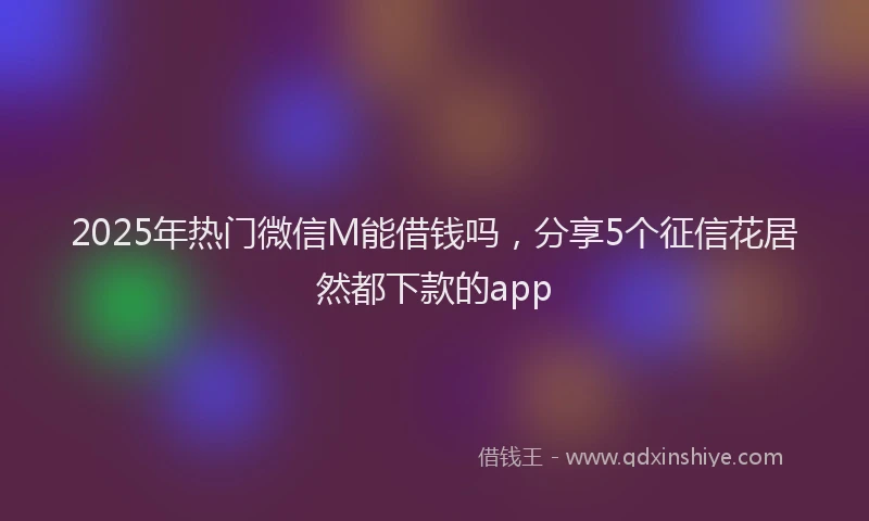 2025年热门微信M能借钱吗，分享5个征信花居然都下款的app