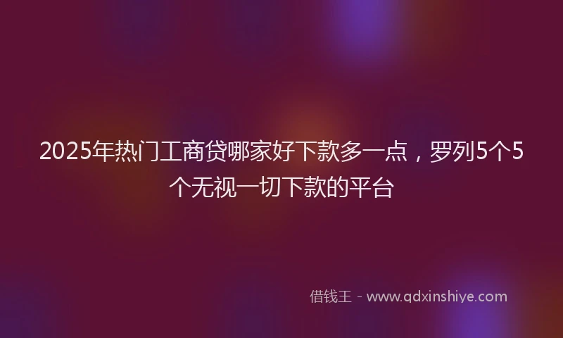 2025年热门工商贷哪家好下款多一点，罗列5个5个无视一切下款的平台