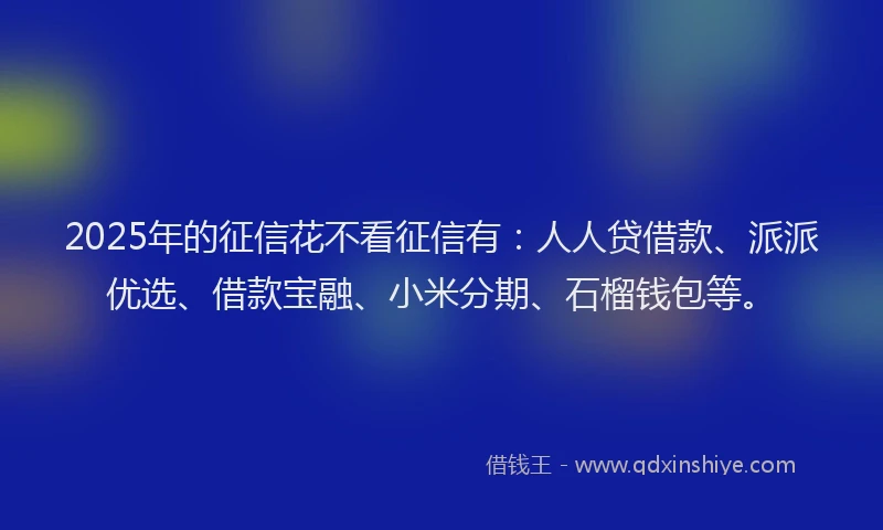 2025年的征信花不看征信有：人人贷借款、派派优选、借款宝融、小米分期、石榴钱包等。
