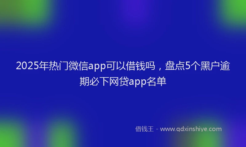 2025年热门微信app可以借钱吗，盘点5个黑户逾期必下网贷app名单