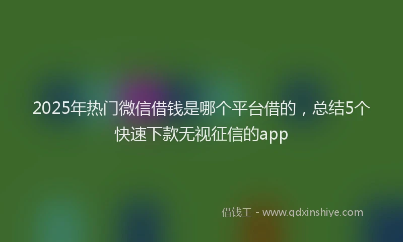 2025年热门微信借钱是哪个平台借的，总结5个快速下款无视征信的app