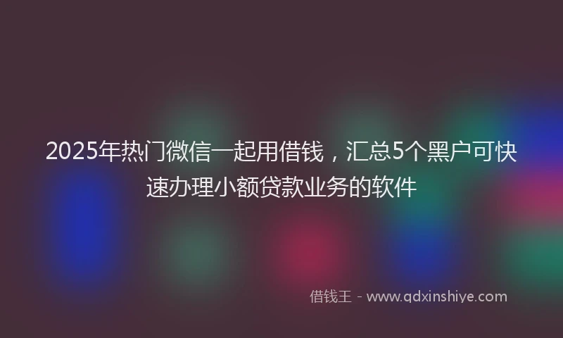 2025年热门微信一起用借钱，汇总5个黑户可快速办理小额贷款业务的软件