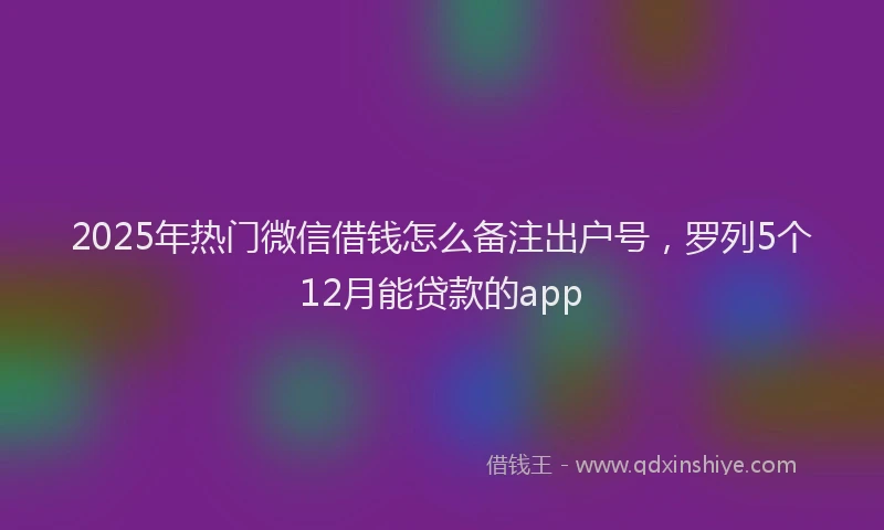 2025年热门微信借钱怎么备注出户号，罗列5个12月能贷款的app