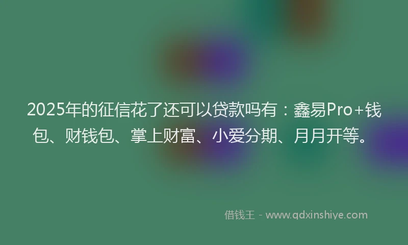 2025年的征信花了还可以贷款吗有：鑫易Pro+钱包、财钱包、掌上财富、小爱分期、月月开等。