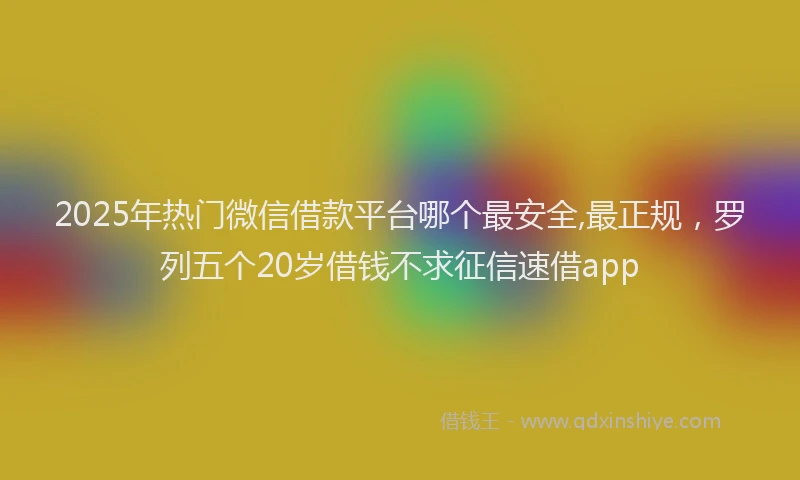 2025年热门微信借款平台哪个最安全,最正规，罗列五个20岁借钱不求征信速借app
