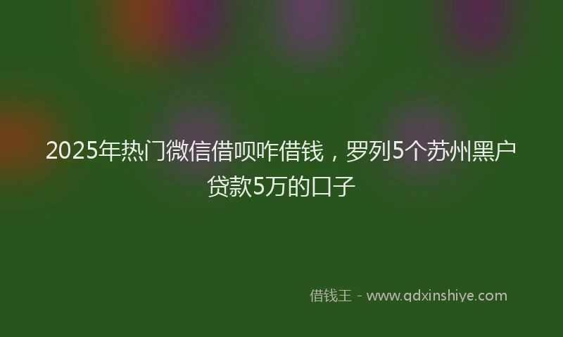 2025年热门微信借呗咋借钱，罗列5个苏州黑户贷款5万的口子