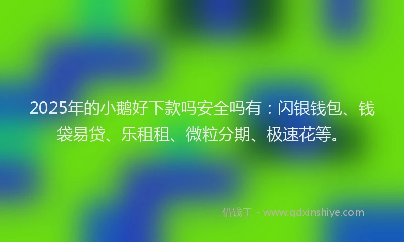 2025年的小鹅好下款吗安全吗有：闪银钱包、钱袋易贷、乐租租、微粒分期、极速花等。