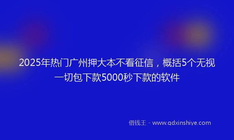 2025年热门广州押大本不看征信，概括5个无视一切包下款5000秒下款的软件