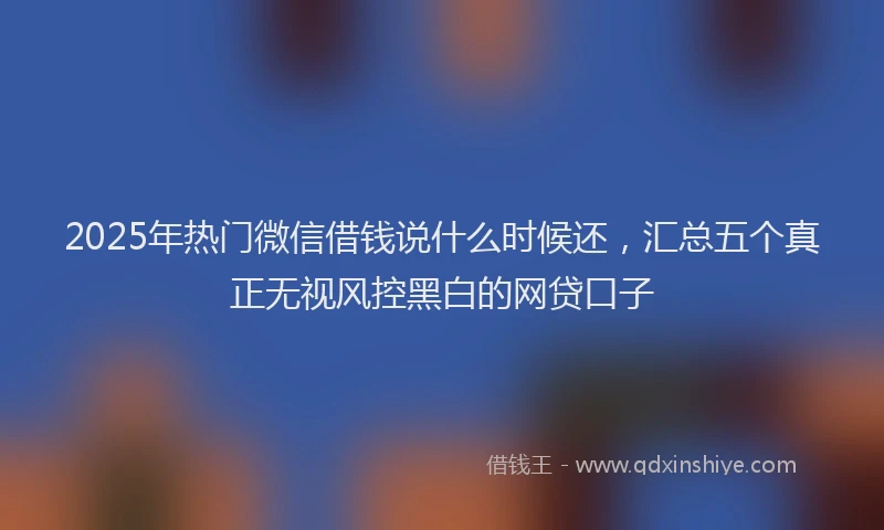 2025年热门微信借钱说什么时候还，汇总五个真正无视风控黑白的网贷口子