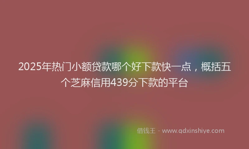2025年热门小额贷款哪个好下款快一点，概括五个芝麻信用439分下款的平台