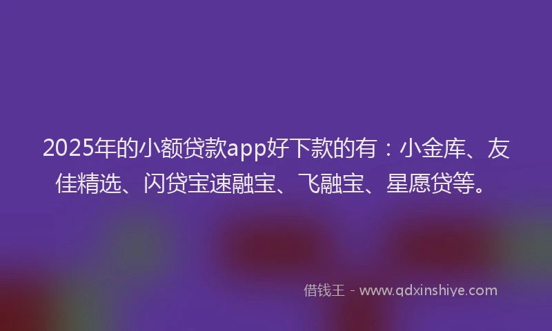 2025年的小额贷款app好下款的有：小金库、友佳精选、闪贷宝速融宝、飞融宝、星愿贷等。