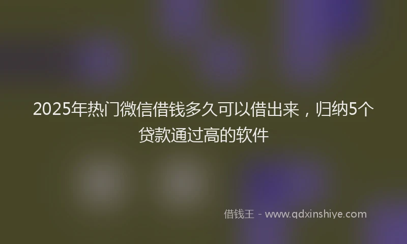 2025年热门微信借钱多久可以借出来，归纳5个贷款通过高的软件