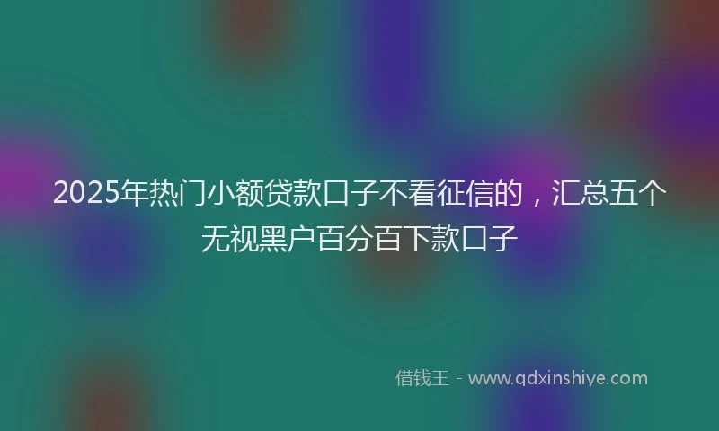 2025年热门小额贷款口子不看征信的，汇总五个无视黑户百分百下款口子