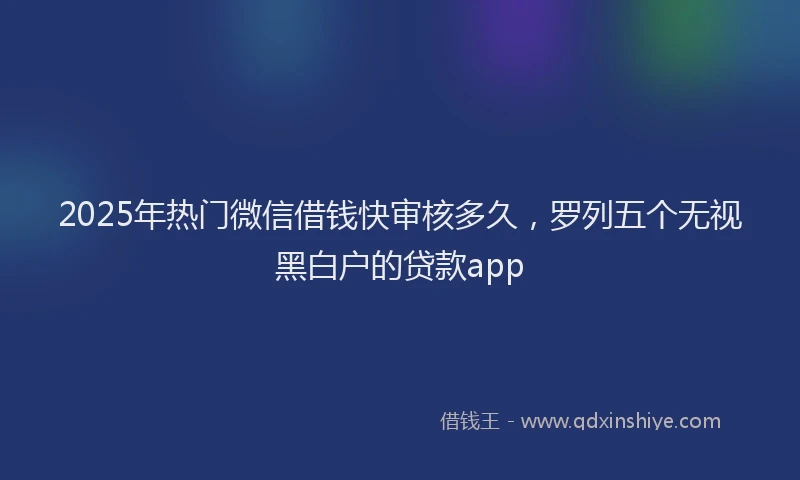 2025年热门微信借钱快审核多久，罗列五个无视黑白户的贷款app