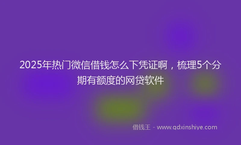 2025年热门微信借钱怎么下凭证啊，梳理5个分期有额度的网贷软件