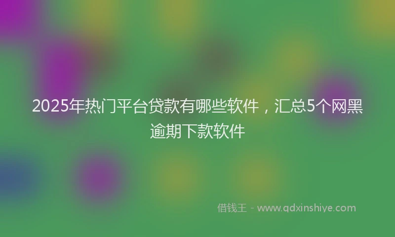 2025年热门平台贷款有哪些软件，汇总5个网黑逾期下款软件