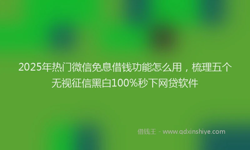 2025年热门微信免息借钱功能怎么用，梳理五个无视征信黑白100%秒下网贷软件