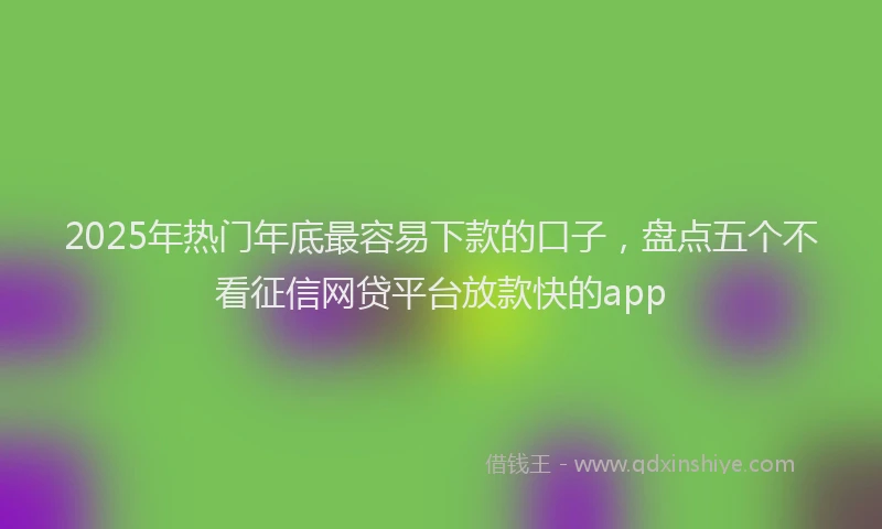 2025年热门年底最容易下款的口子，盘点五个不看征信网贷平台放款快的app