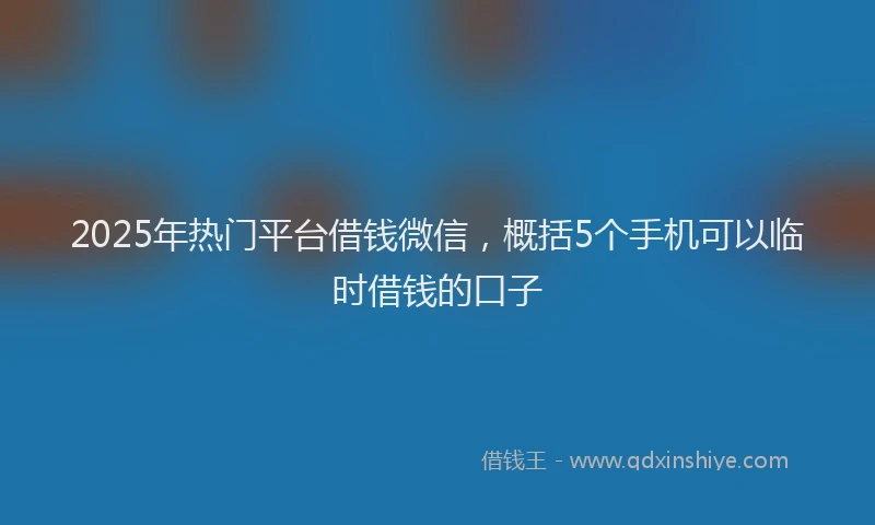 2025年热门平台借钱微信，概括5个手机可以临时借钱的口子