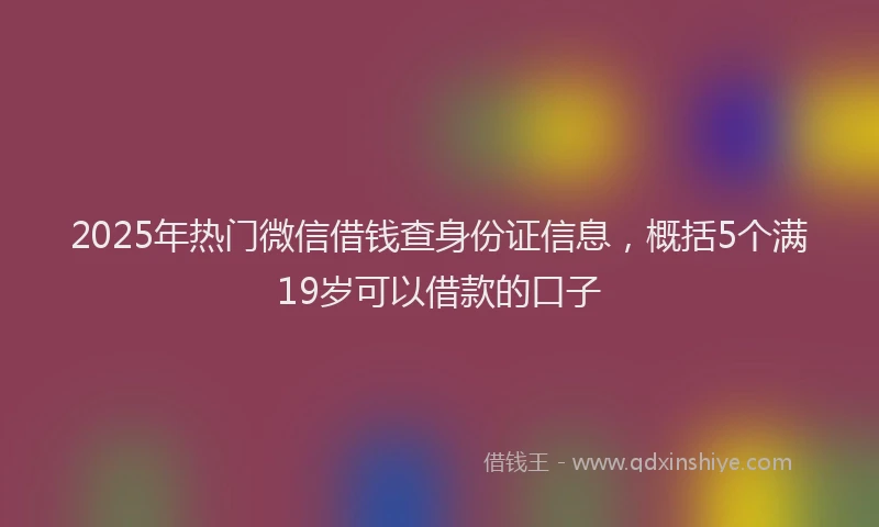 2025年热门微信借钱查身份证信息，概括5个满19岁可以借款的口子