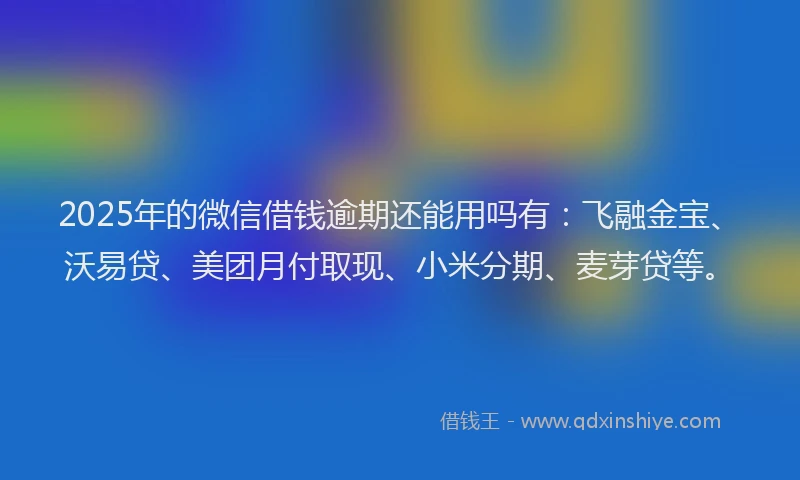 2025年的微信借钱逾期还能用吗有：飞融金宝、沃易贷、美团月付取现、小米分期、麦芽贷等。