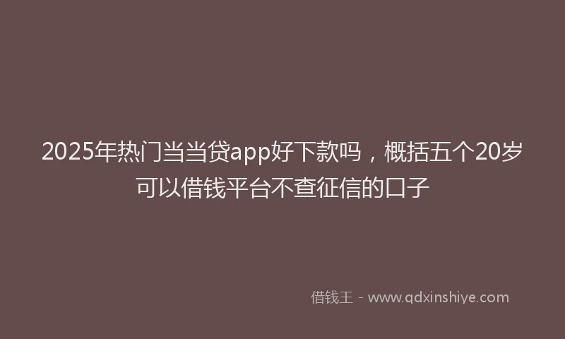 2025年热门当当贷app好下款吗，概括五个20岁可以借钱平台不查征信的口子