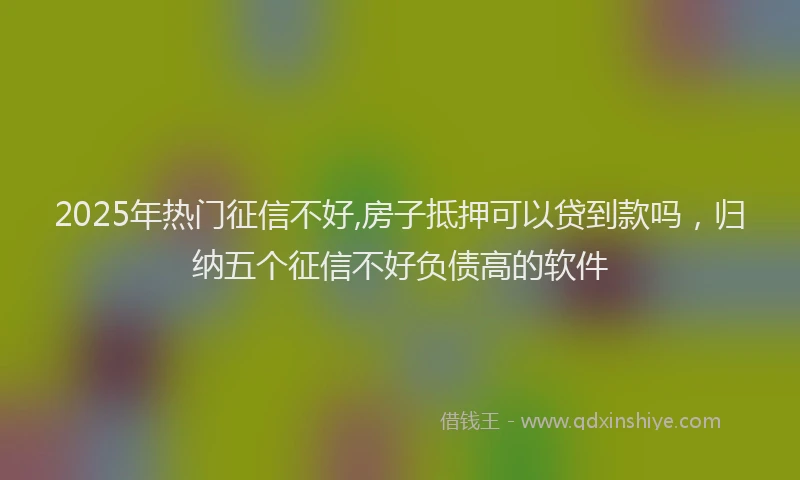 2025年热门征信不好,房子抵押可以贷到款吗，归纳五个征信不好负债高的软件