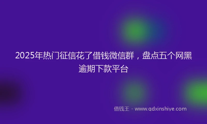 2025年热门征信花了借钱微信群，盘点五个网黑逾期下款平台