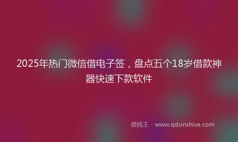 2025年热门微信借电子签，盘点五个18岁借款神器快速下款软件
