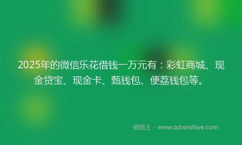 2025年的微信乐花借钱一万元有：彩虹商城、现金贷宝、现金卡、甄钱包、便荔钱包等。