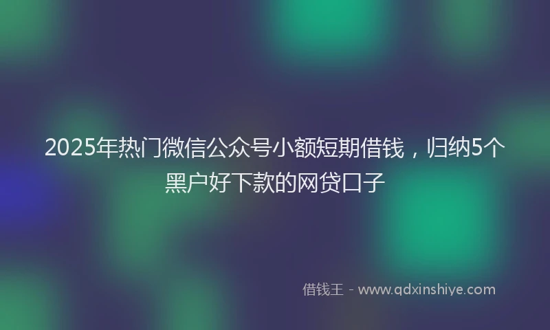 2025年热门微信公众号小额短期借钱，归纳5个黑户好下款的网贷口子