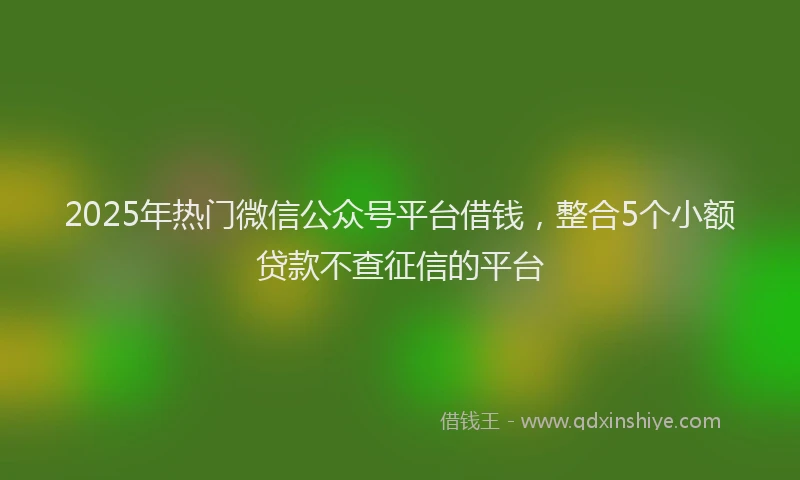 2025年热门微信公众号平台借钱，整合5个小额贷款不查征信的平台