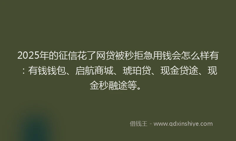 2025年的征信花了网贷被秒拒急用钱会怎么样有：有钱钱包、启航商城、琥珀贷、现金贷途、现金秒融途等。