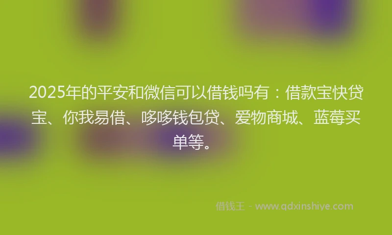 2025年的平安和微信可以借钱吗有：借款宝快贷宝、你我易借、哆哆钱包贷、爱物商城、蓝莓买单等。