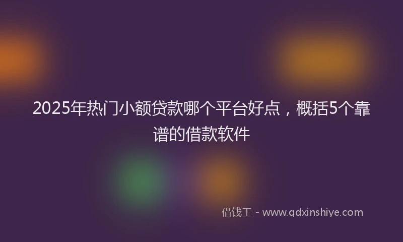 2025年热门小额贷款哪个平台好点，概括5个靠谱的借款软件