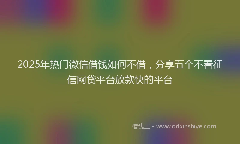 2025年热门微信借钱如何不借，分享五个不看征信网贷平台放款快的平台