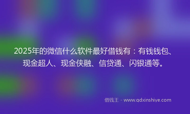2025年的微信什么软件最好借钱有：有钱钱包、现金超人、现金侠融、信贷通、闪银通等。