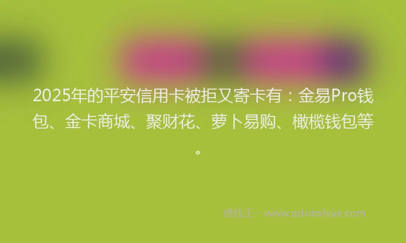 2025年的平安信用卡被拒又寄卡有：金易Pro钱包、金卡商城、聚财花、萝卜易购、橄榄钱包等。