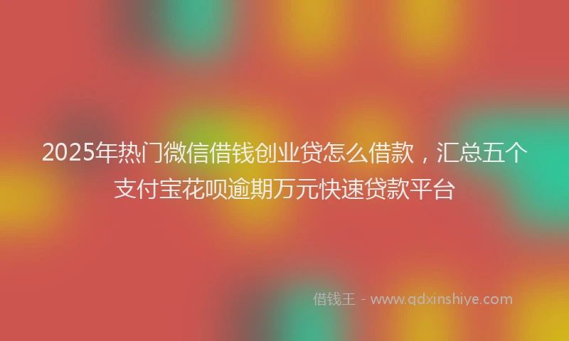2025年热门微信借钱创业贷怎么借款，汇总五个支付宝花呗逾期万元快速贷款平台