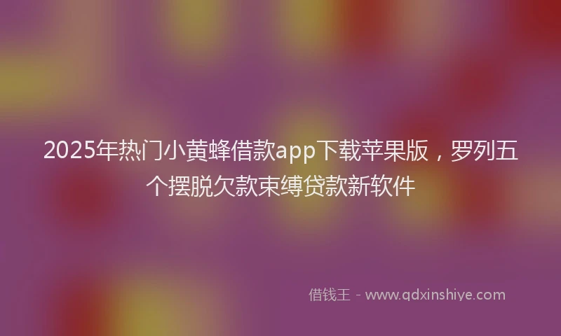 2025年热门小黄蜂借款app下载苹果版，罗列五个摆脱欠款束缚贷款新软件