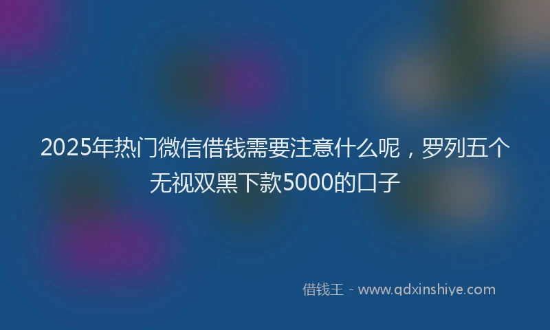 2025年热门微信借钱需要注意什么呢，罗列五个无视双黑下款5000的口子